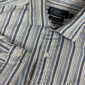 VINTAGE Polo Ralph Lauren Extra Large Blue Striped Westerton Button Down Shirt